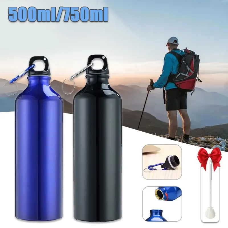 

500ml Water Bottles with Carabiner Portable Aluminum Water Bottle Reusable Leakproof Water Jug for Hiking Travel Outdoor Sports