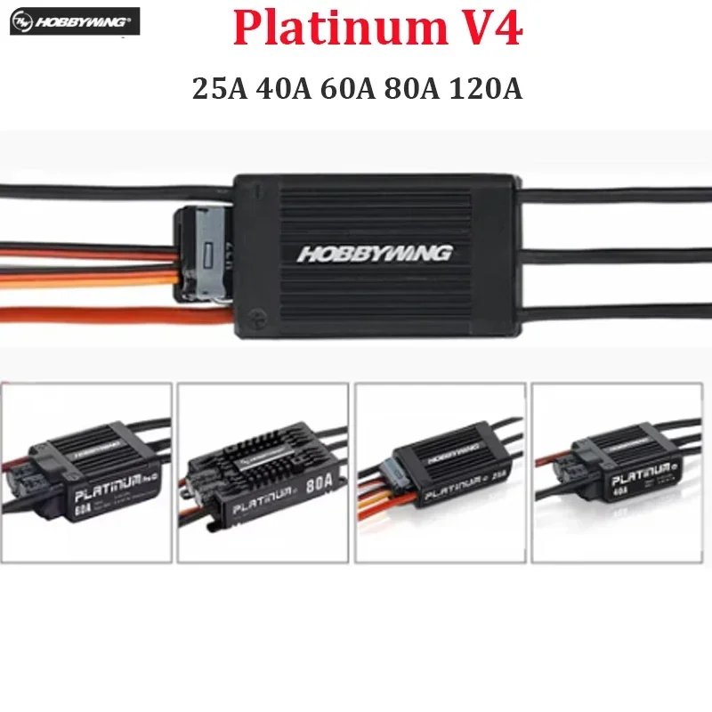 

Hobbywing Platinum Pro V4 Brushless ESC 25A 40A 60A 80A 120A Electronic Speed Controller 3-6S Lipo Built-in BEC for RC Drones