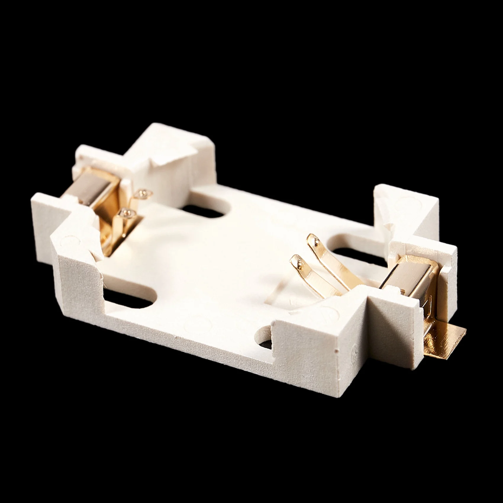 LJL 5X soporte de enchufes de batería de litio de botón de celda CR2032 de plástico y 20 piezas carcasa blanca CR2032 soporte de batería de botón de celda SMD