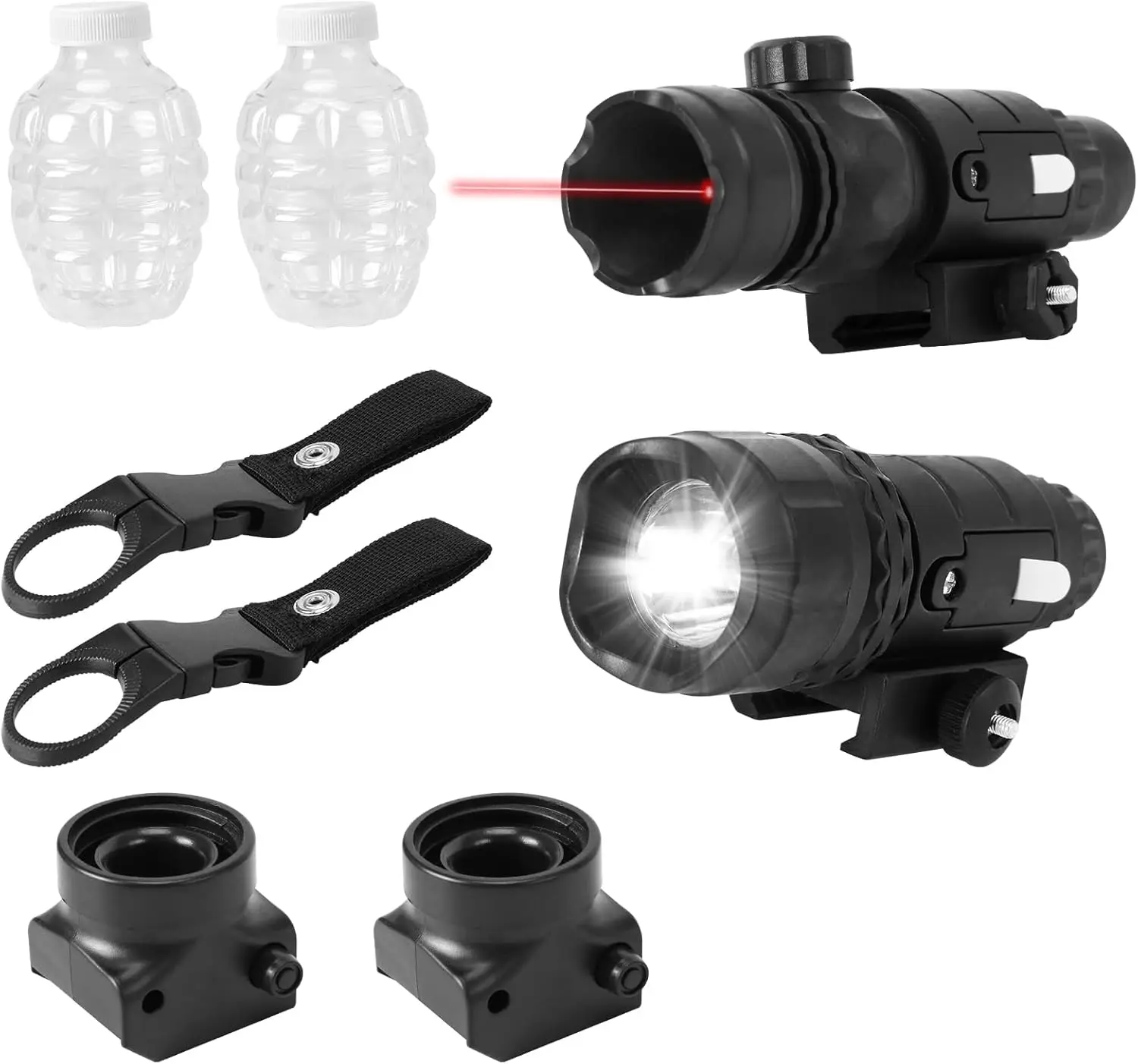 N Gun Accessories, Laser Attachment, Plastic Bottle, Bottle adapter,  Bottle Hopper, Flashlight Kids Toys