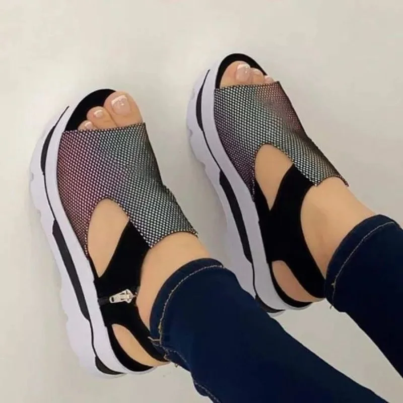 2023 Summer Fashion Wedge Platform Sandalias Women Peep Toe Shoes of Women Plus Size Height Increase Casual Beach Ladies Sandals