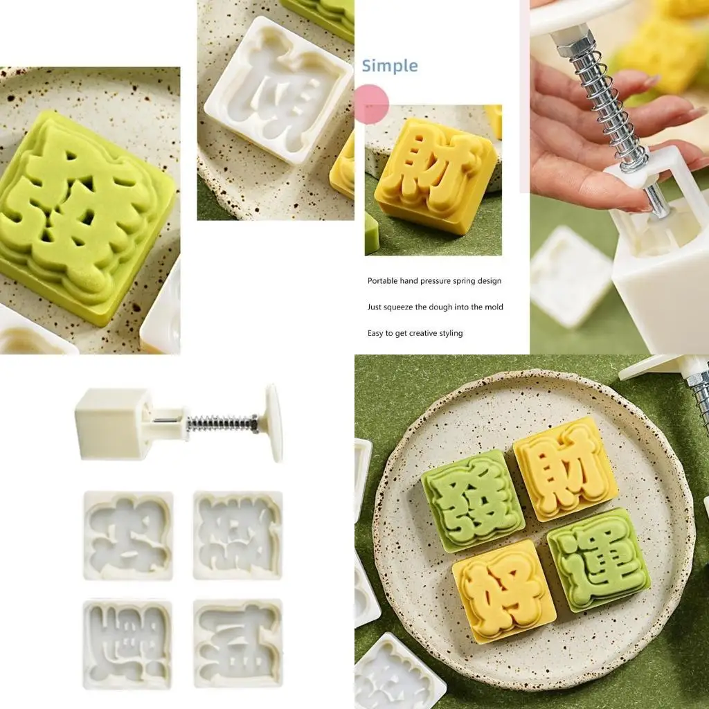 Convenient Words Patterned Mooncakes Molds for Traditional Festival Celebration Q5WC