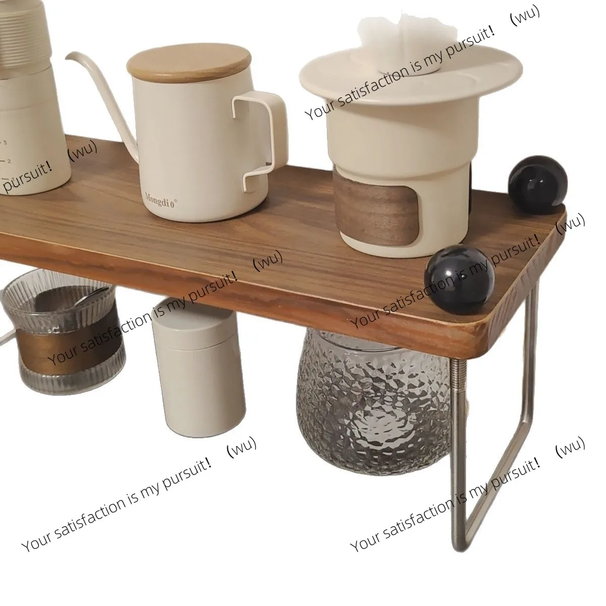 Picture 6: Shelf Cup Holder Coffee Cup Holder Solid Wood Desktop  Storage Medium Antique Stainless Steel Beer