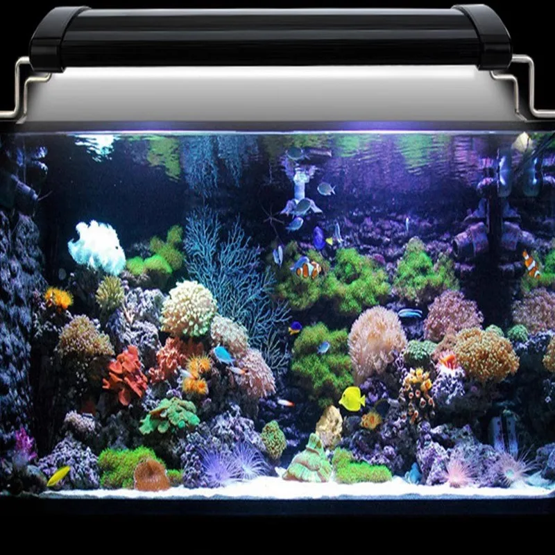

Aquarium LED Light Fish Tank Lamp Strip With Extendable Brackets,12/16/24/36/48 Inch Reef Light Sunlight Moonlight Modes,RGBW