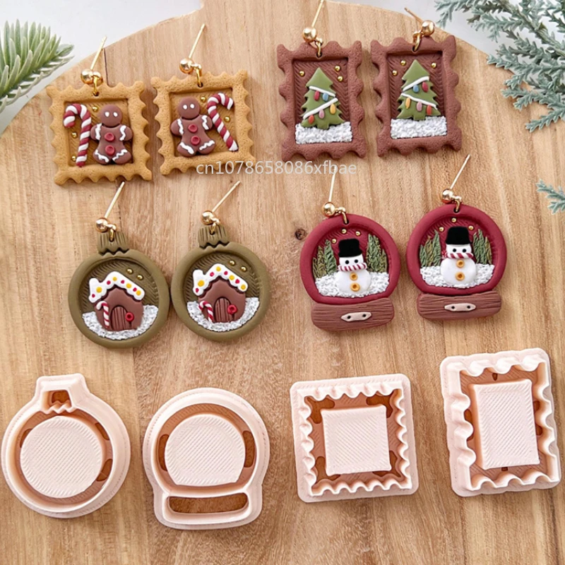 Geometry Ornament Polymer Clay Cutters Christmas Crystal Ball Frame Pottery Clay DIY Earrings Jewelry Pendant Cutting Die Tools