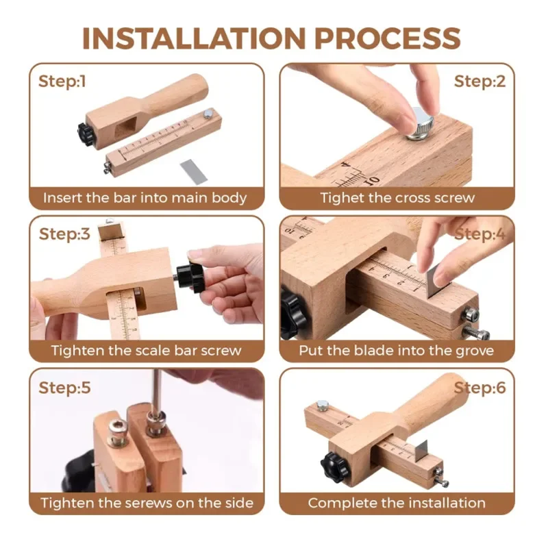 Nowy regulowany nóż do pasek skórzany z 5 ostrzami do ręcznego cięcia skórzanego paska z drewnianym wycinacz pasków skórzanym narzędzia rzemieślnicze