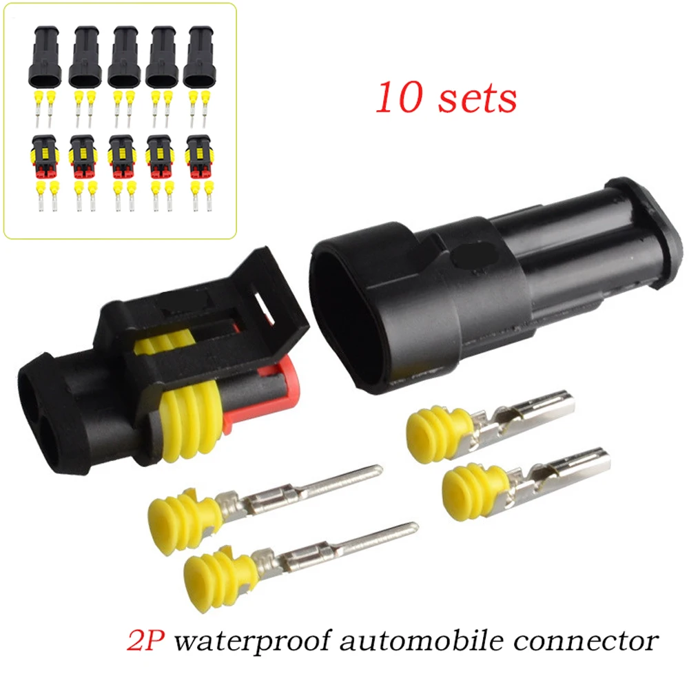 Promotion! 10 Kit 2 Pin Way Waterproof Electrical Wire Connector Plug 1.5mm Terminals 2Pin HID Plug Auto Xenon lamp Plug