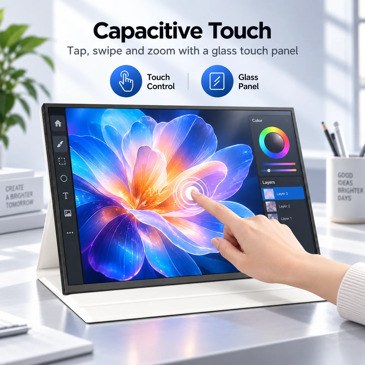 LESOWN 16 Inch 2.5K 144Hz Capacitive Touch Portable Monitor 2560x1600 Type-C miniDP HDTV VESA LCD for Laptop PC Gaming Console