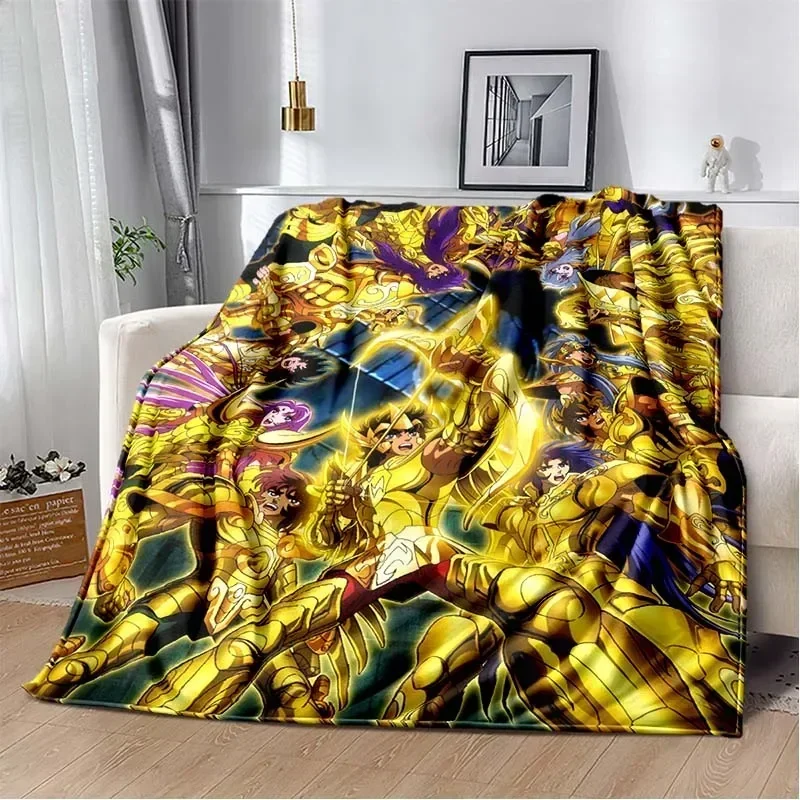 3D Retro Saint Seiya Anime Cartoon Flannel Blanket Soft Cozy Sofa Bed Travel Blanket Child Birthday Gift