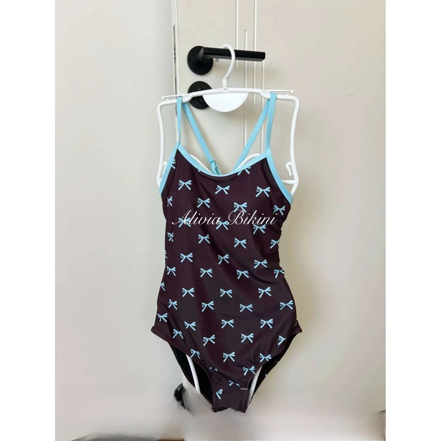 Mint  Color One-Piece Swimsuit Women's Competitive  Knot Design White Enhancing Professional Swimming Suit - view 3