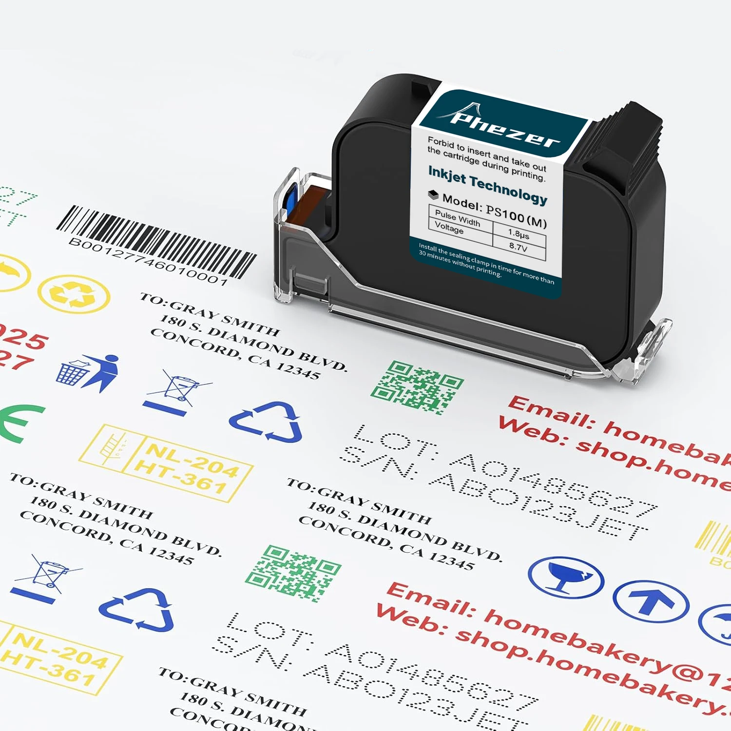 For hp Phezer 12.7mm 1/3/5Pcs White original ink cartridge Solvent Ink Cartridge Quick Dry Handheld Inkjet Printer High Adhesion