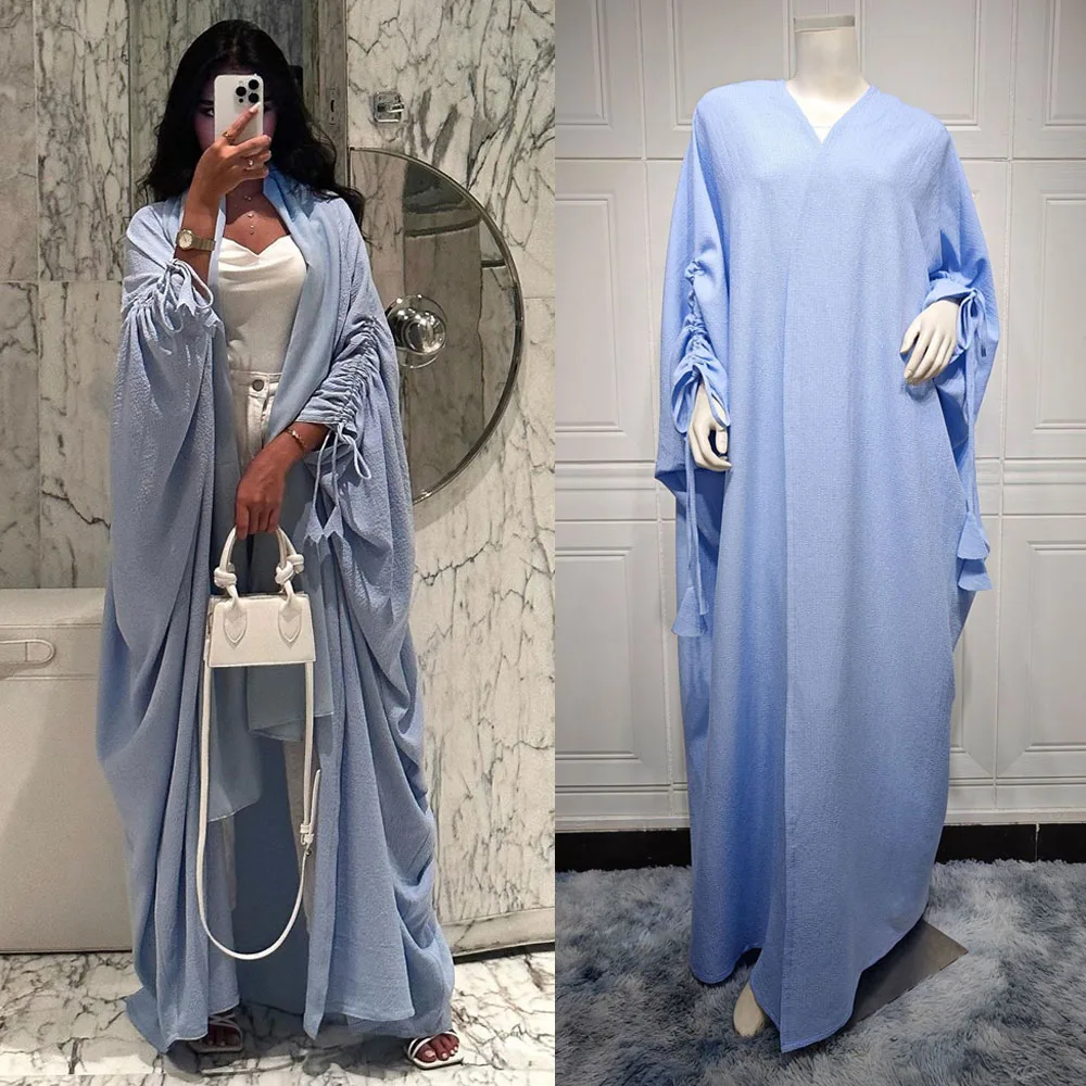 

Dubai Muslim Casual Bat Sleeve Open Abaya Cardigan Maxi Dress Turkey Kimono Kaftan Islam Arab Long Robe Eid Party Morocco Caftan