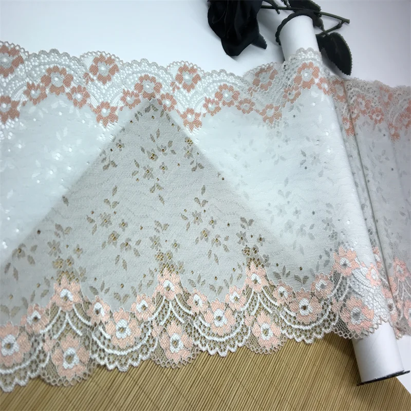 Quality Stretch Lace Sewing Accessories Two Tone Elastic Lace Trim Nylon-Spandex Lace Fabrics For Clothing Crafts