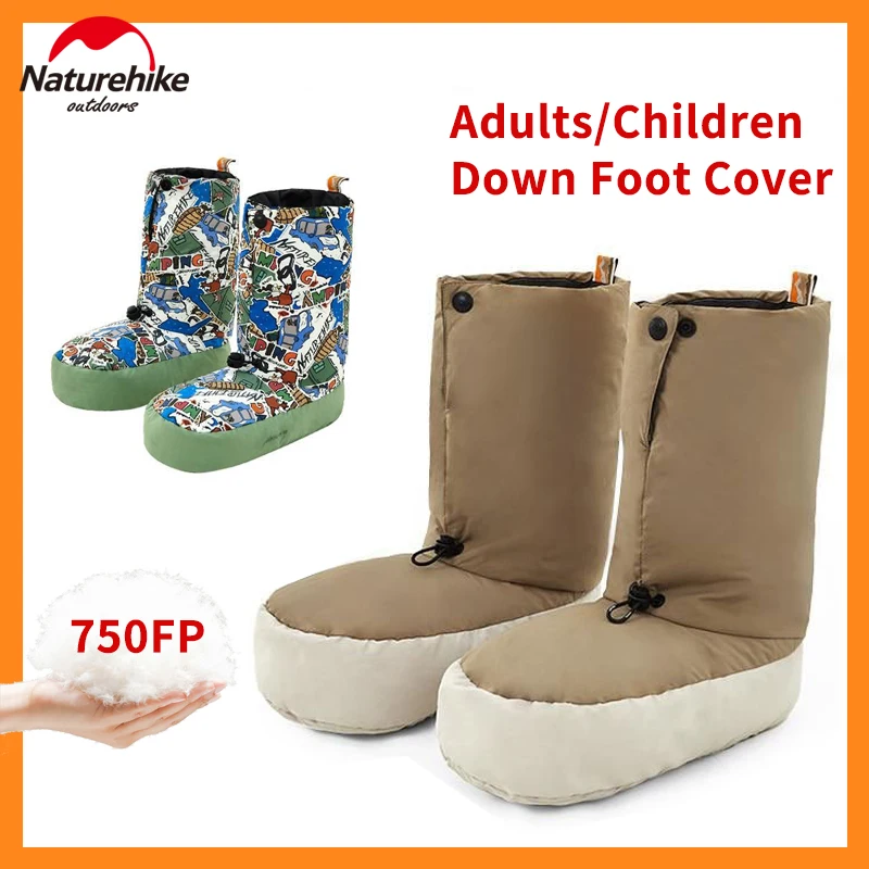 Naturehike Goose Down Socks Shoe Cover Adults/Children 750FP Warm Down Foot Cover Windproof Waterproof 40g Ultralight Down Shoes