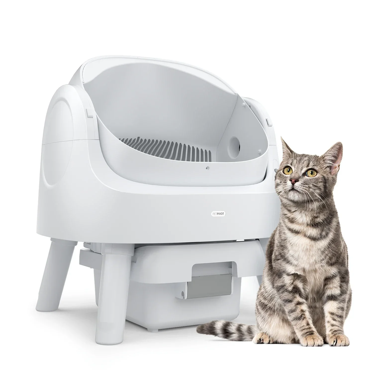 PetPivot Large Automatic Cat Litter Box for Multiple Cats Open-Top Design Safety