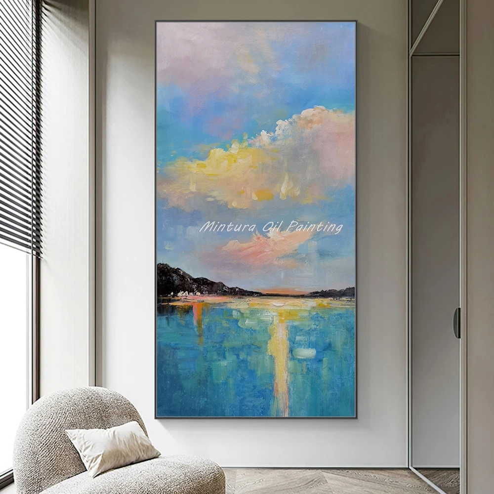 Mintura,Handpainted Seaview Oil Painting on Canvas Abstract Poster Modern Home Decoration Wall Art Picture for Living Room Decor