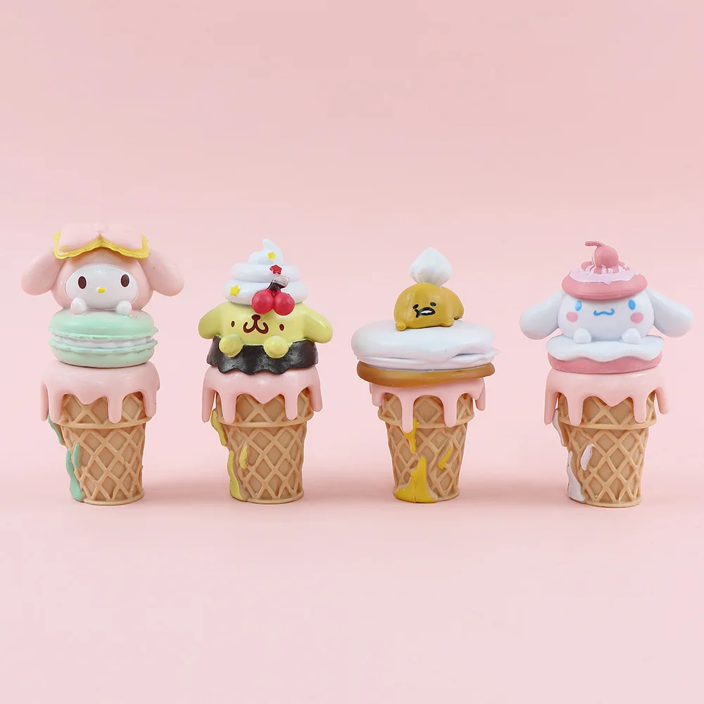 Sanrio ice Cream Blind Box Cone Anime Figure Hello Kitty My Melody Cinnamoroll Model Doll Toy Decorative Ornament Kids Gift