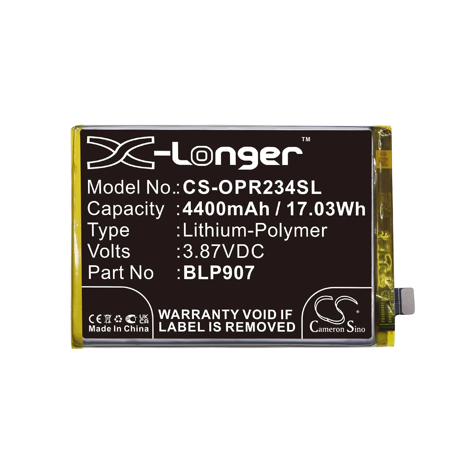 

Li-Polymer Mobile, SmartPhone Battery for OPPO,3.87V,4400mAh,Reno7 Z 5G CPH2343,BLP907