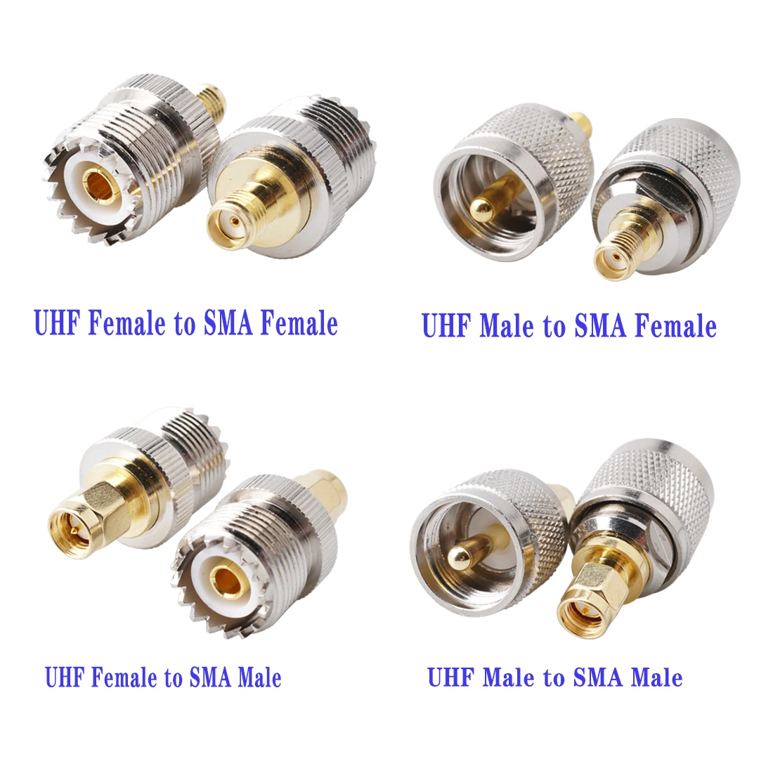 xinangogo 2pcs UHF SO239 PL259 to SMA Male Plug & Female Jack RF Coaxial Adapter Connector Wire Terminals Straight Brass