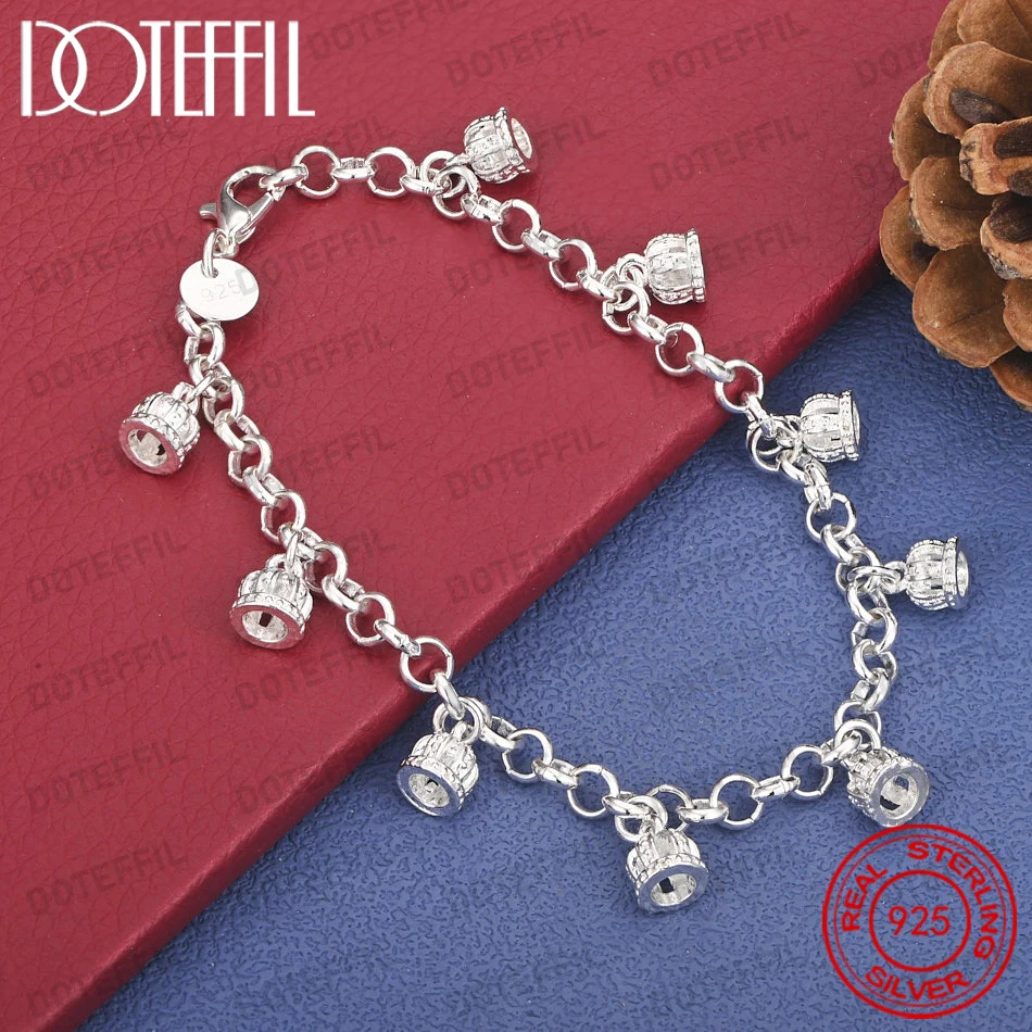 

Elegant 925 Sterling Silver 8 Inch Exquisite Hollow Small Lantern Bracelet Fashionable Women Party Wedding Jewelry
