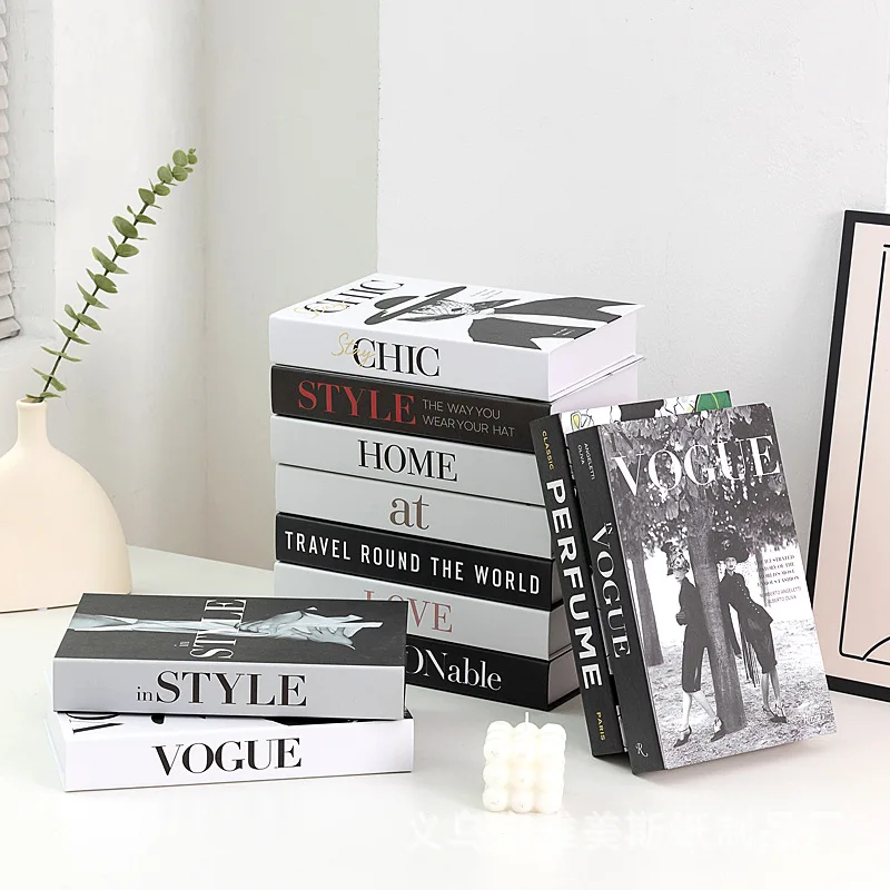 เครื่องประดับหนังสือปลอมแบบเรียบง่ายหนังสือตกแต่งนิตยสารภาษาอังกฤษหนังสือตกแต่งอุปกรณ์ช่างถ่ายภาพรูปแบบหนังสือ