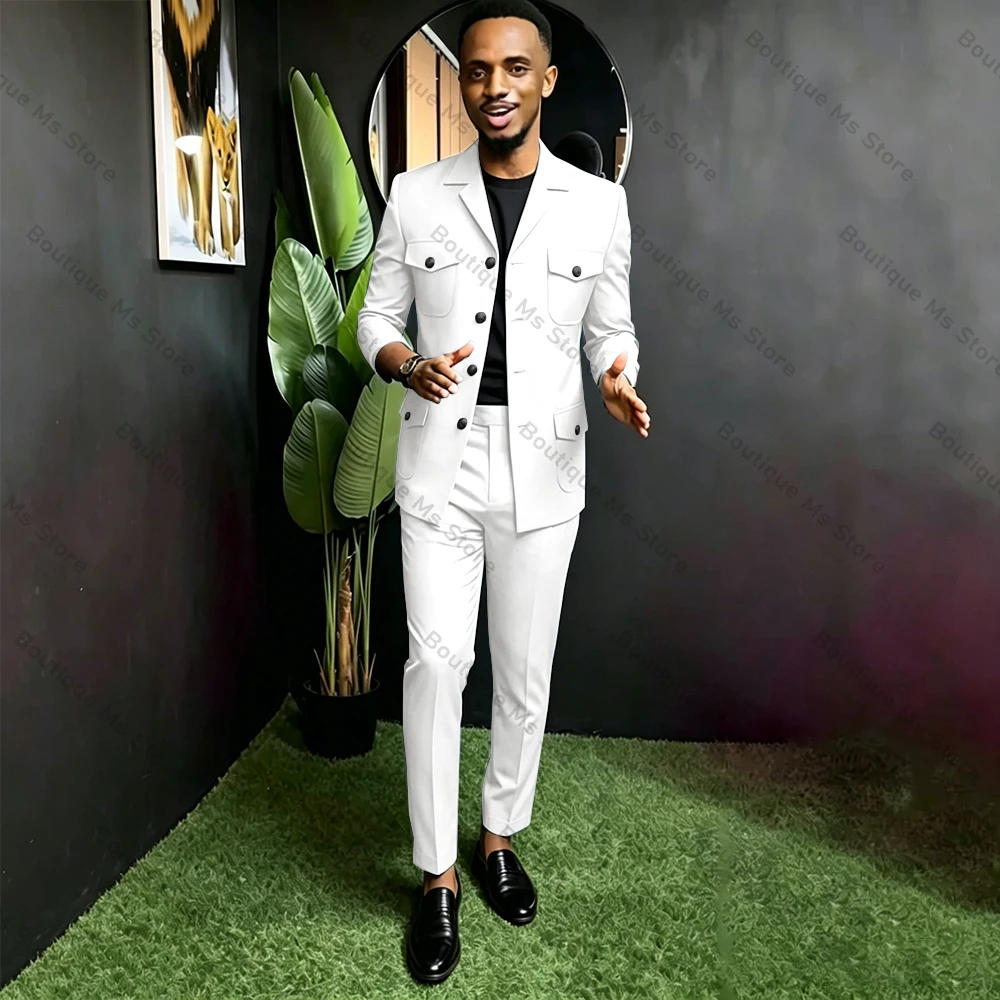 Men Safari Suit Two Piece Set Notch Lapel Single Breasted Blazer Pants Set For Men Casual Smart Office Wear Fashion Outfit view 3