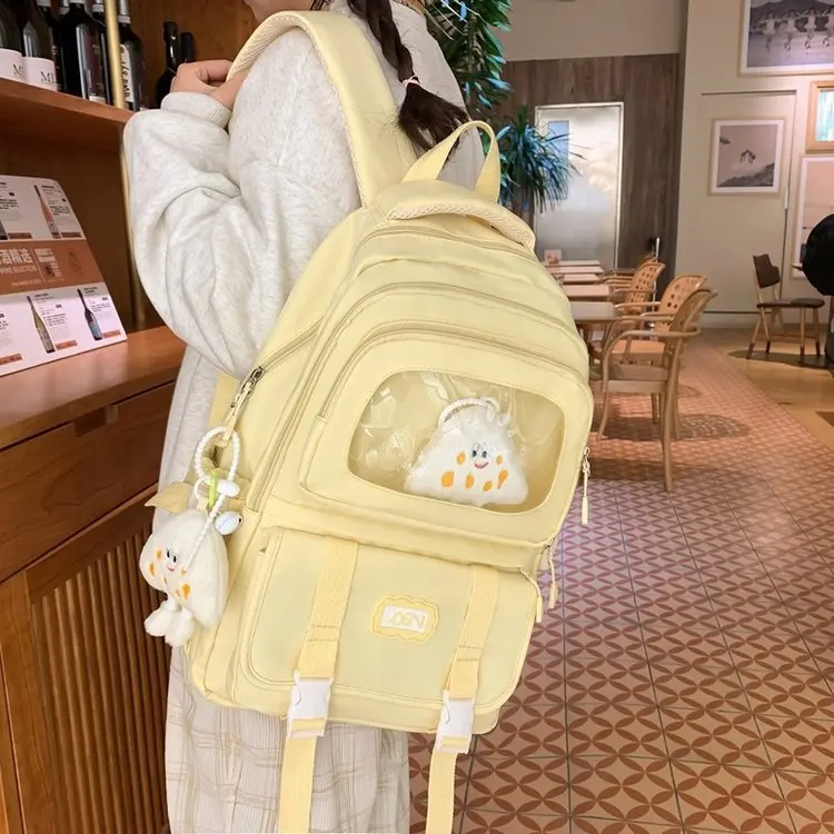 Women Solid Color Nylon Backpack Female Student College School Bag Girl Laptop Backpack Male Travel Bag Fashion Book Bag 2024