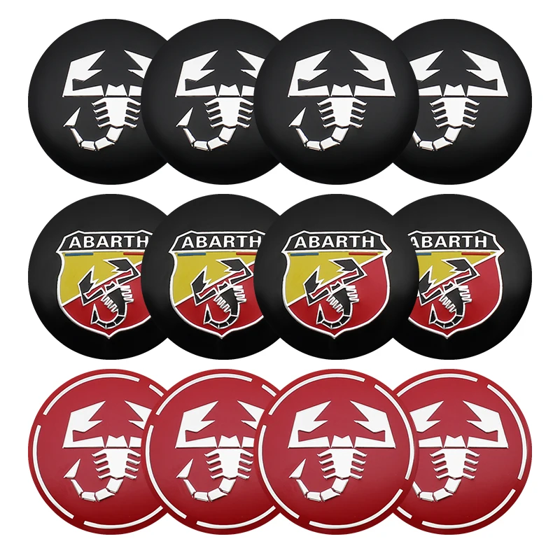 4pcs 56mm Wheel Center Hub Cap Emblem Badge Stickers Car Stying for Fiat Abarth 124 500 Grande Punto Spider 500C 595C 695C Evo