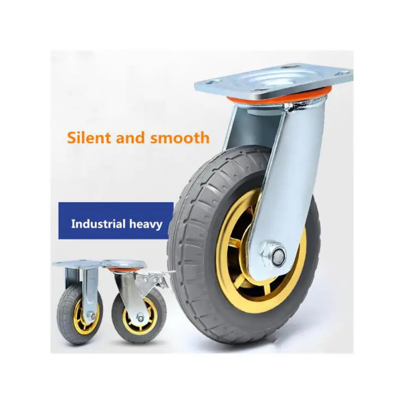 1 Pcs Packaging 6-inch-braked Wheel Heavy Duty Caster Mute Rubber Flat Trolley Shock Absorption With Brake