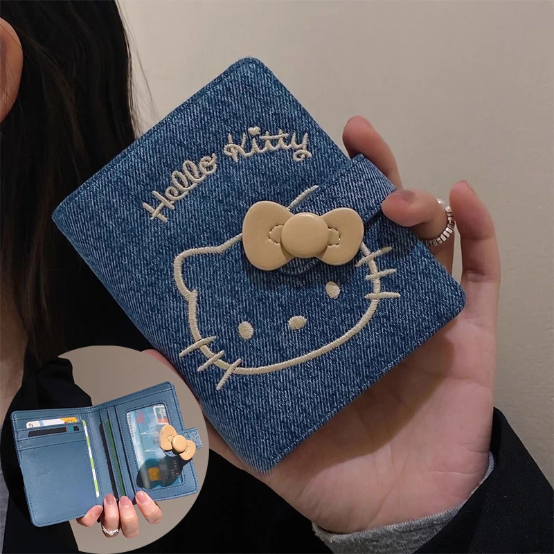 

Sanrio Hello Kitty Women Wallet Anime Girls Photo Card Holder Portable Short Coin Purse Cartoon Coin Storage Bag Wallet Gifts