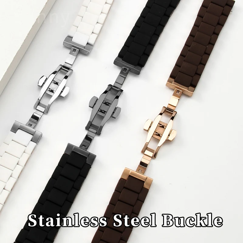 Rubber Silicone Steel Watchband for Armani Watch Strap Ar5890 AR5905 AR5906 AR5919 AR5920 AR5858 Male 23mm Female 20mm Watchband