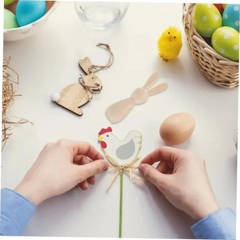 2026 New Blank Unfinished Wooden Rabbit Figure DIY Wood Bunny Easter Peg Dolls for Painting Graffiti Easter Decorations