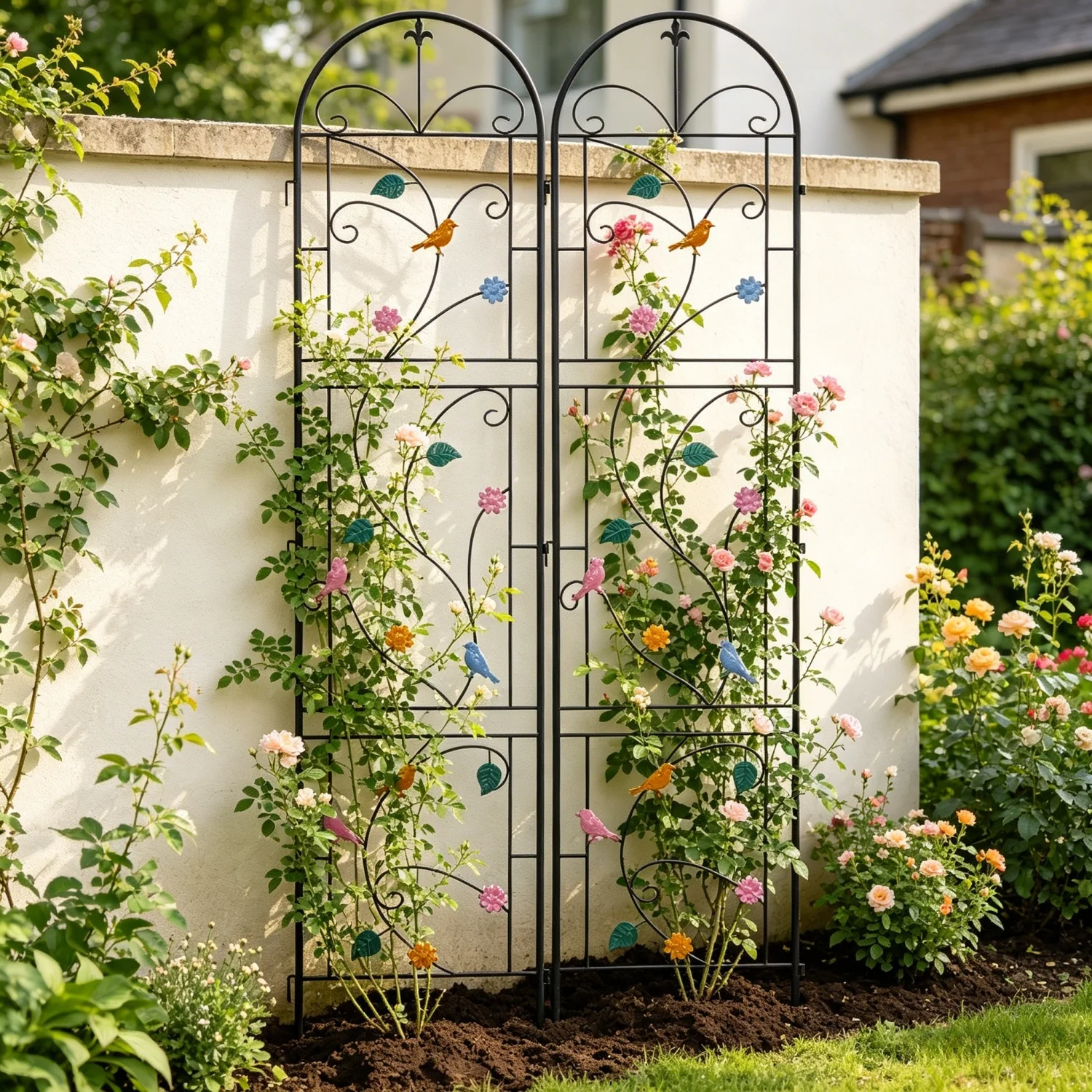 2 Packs Garden Trellis for Climbing Plants Flower Rustproof Metal Garden Flower Rose Trellis Landscaping Support Frame