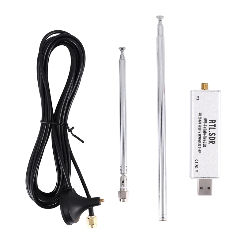 ABYC RTL-SDR Blog RTL SDR Receiver V3 RTL2832U 0.1MHz-1.7GHz TCXO SMA Software Defined Radio Receiver with Antenna