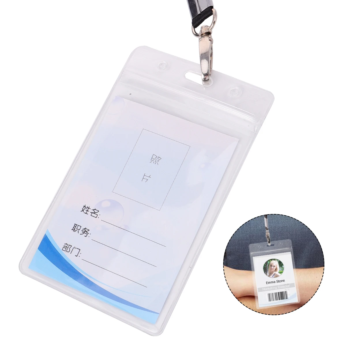 

10 PCS ID Card Holder Clear Badges Holders Lanyards Pass Pouch Case Transparent