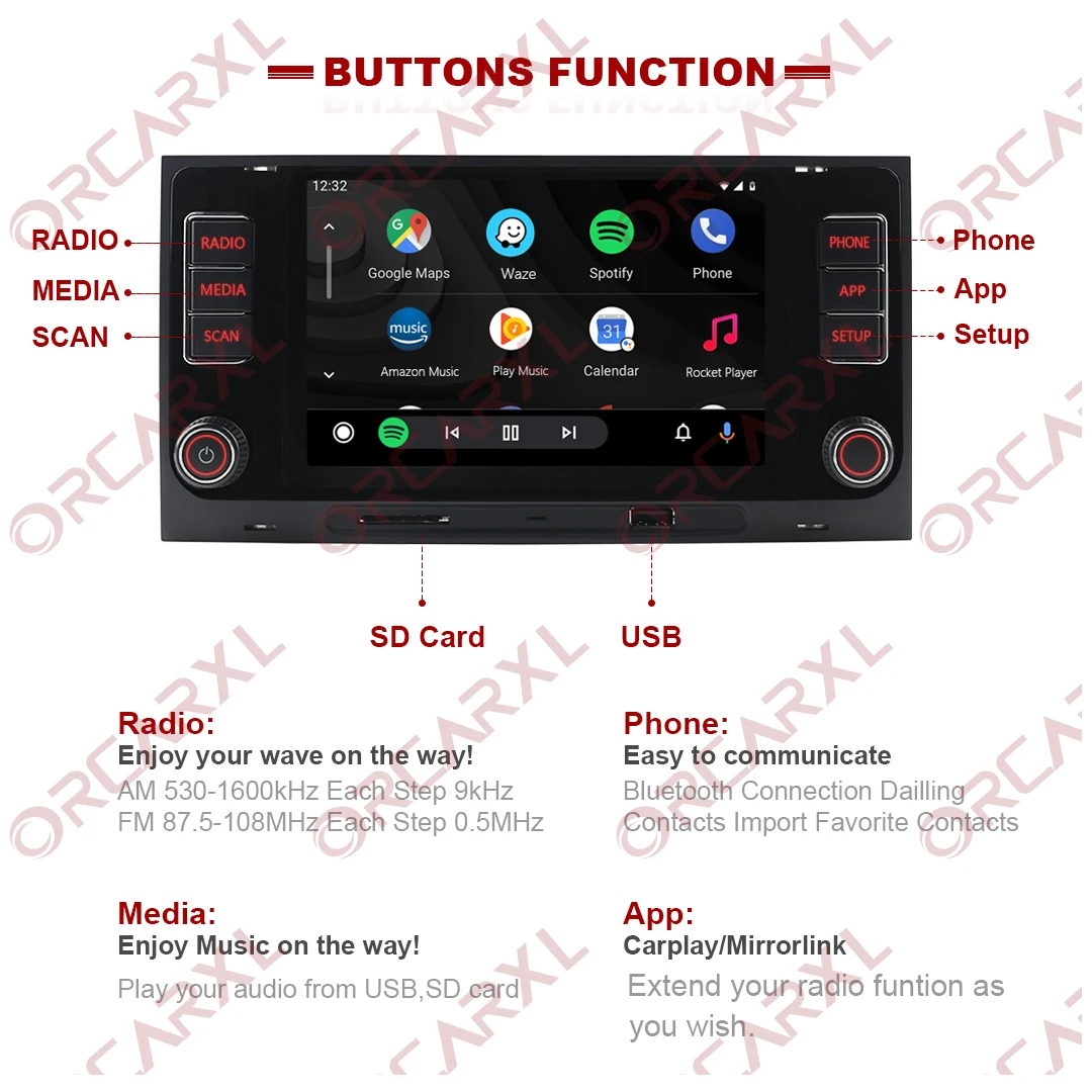 Android Auto Car Multimedia Player Carplay Car Radio MIB 6RD035187B Bluetooth Navigation for VW Multivan T5 2003-2015 Head Unit