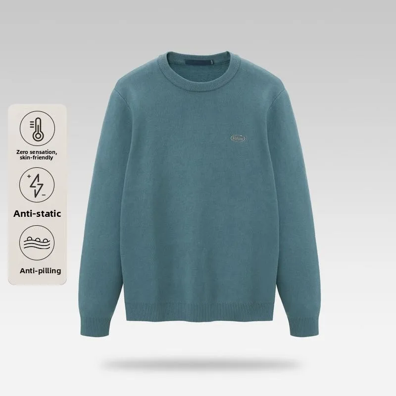 

Мужской теплый однотонный вязаный свитер с круглым вырезом и длинными рукавами, модный городской стиль, весна 2025