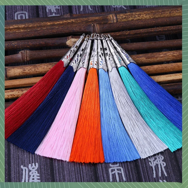 2/4Pcs 14cm Silky Handmade Tassels Keychain Tassel Charms Bulk Jewelry Making Earrings Bracelets Necklaces DIY Craft Accessories