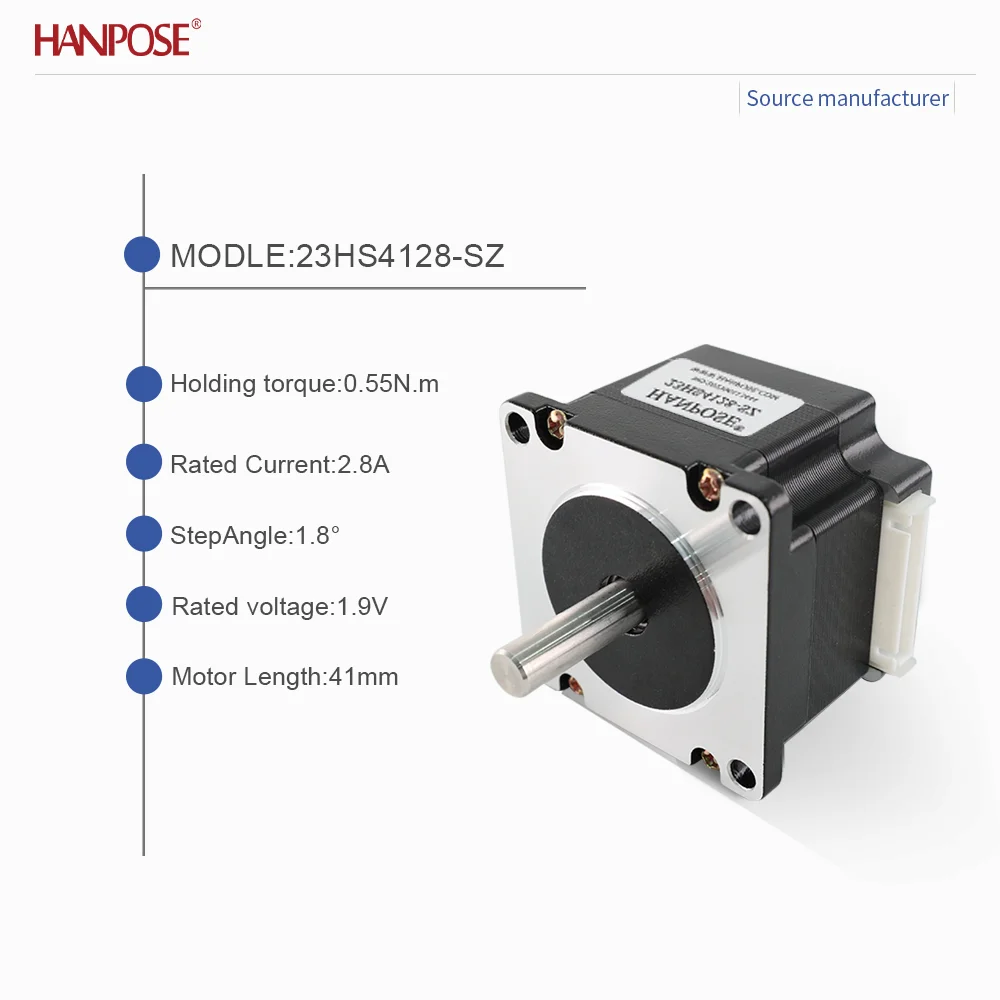Dual axis stepper motor torque 0.55N. m current 2.8A model 23HS4128-SZ stable operation at high speed