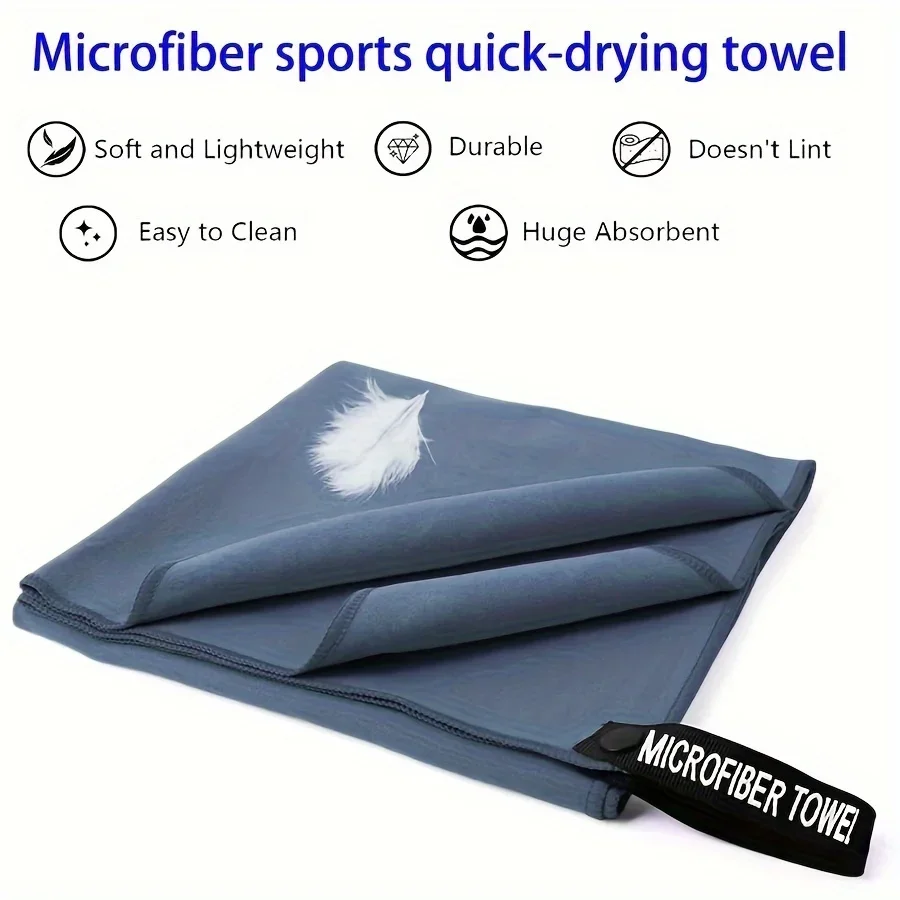 1PC Sports Microfiber Quick Dry Pocket Towel Yoga Beach Towel Portable Ultralight Absorbent Towel for Swimming Pool Gym Fitness
