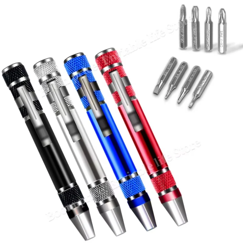 Multifunction 8 in 1 Mini Aluminum Precision Pen Screw Driver Screwdriver Set Repair Tools Kit for Cell Phone Hand Tool Set