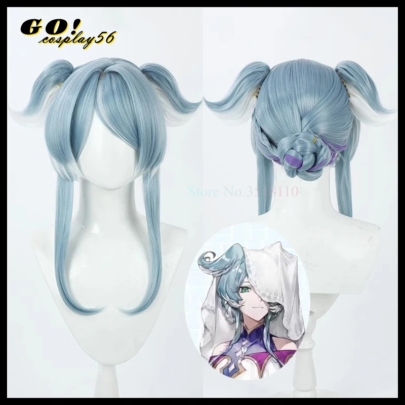 

Vtuber Elira Pendora Cosplay Wig Ears Braided Bun Blue Hair 2023 NIJISANJI EN LazuLight Idol Youtuber Gragon Headwear