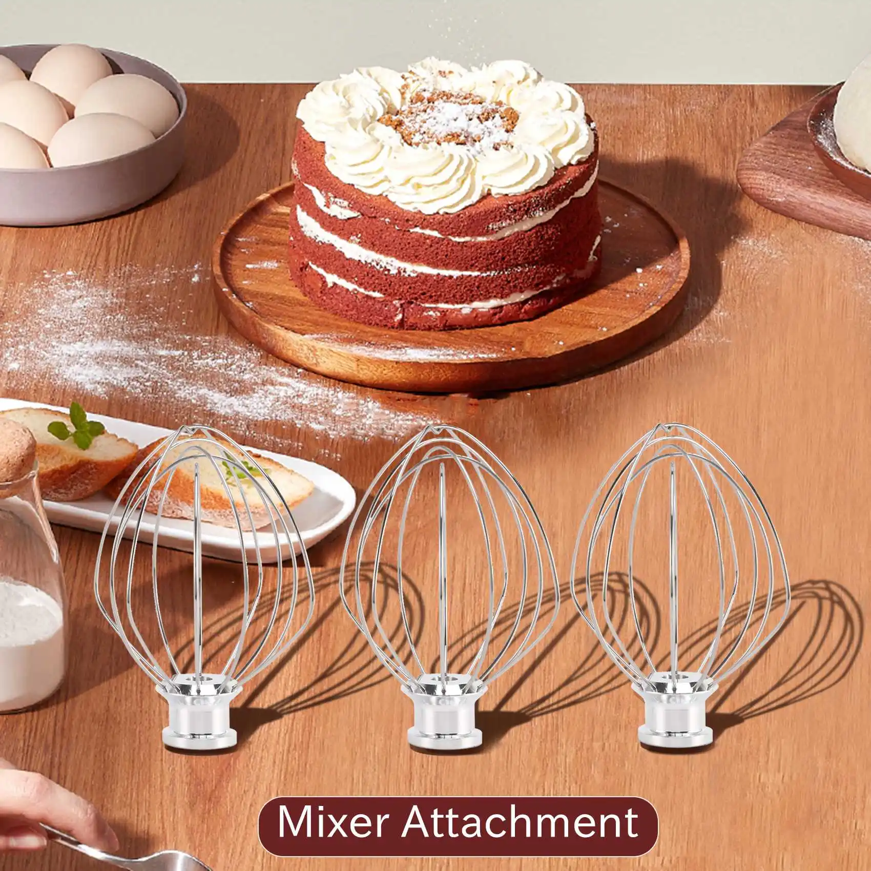 3PCS Whisk Replacement Attachment for Tilt- Stand Mixer, K45WW Wire Whip Beater for Egg Heavy Cream