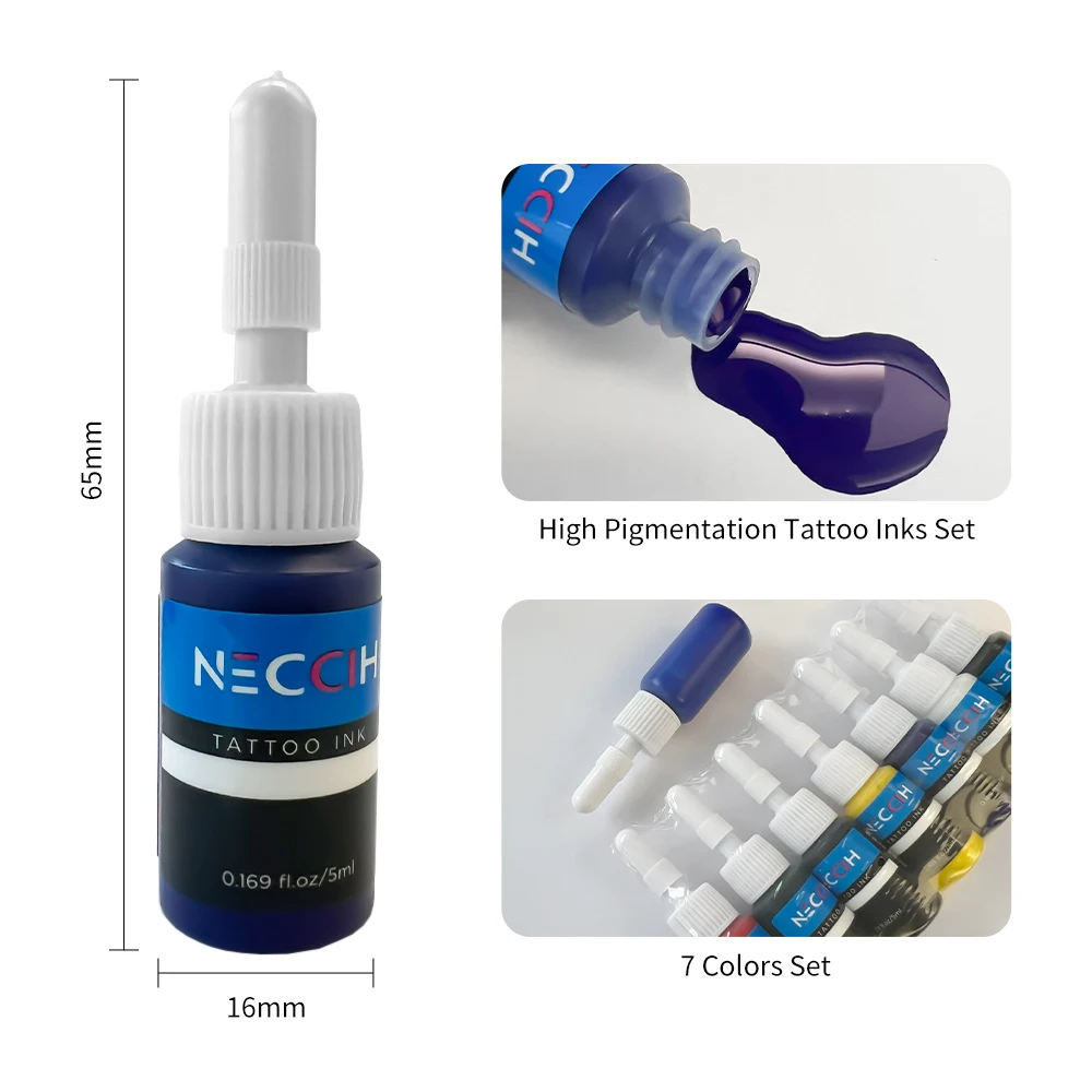 7PCS Tattoo Ink Set 5ml Professional Body Art Tattoo Ink Pigment Natural Plant Micro Pigment Permanent Tattoo Ink Tattoo Suppli 5