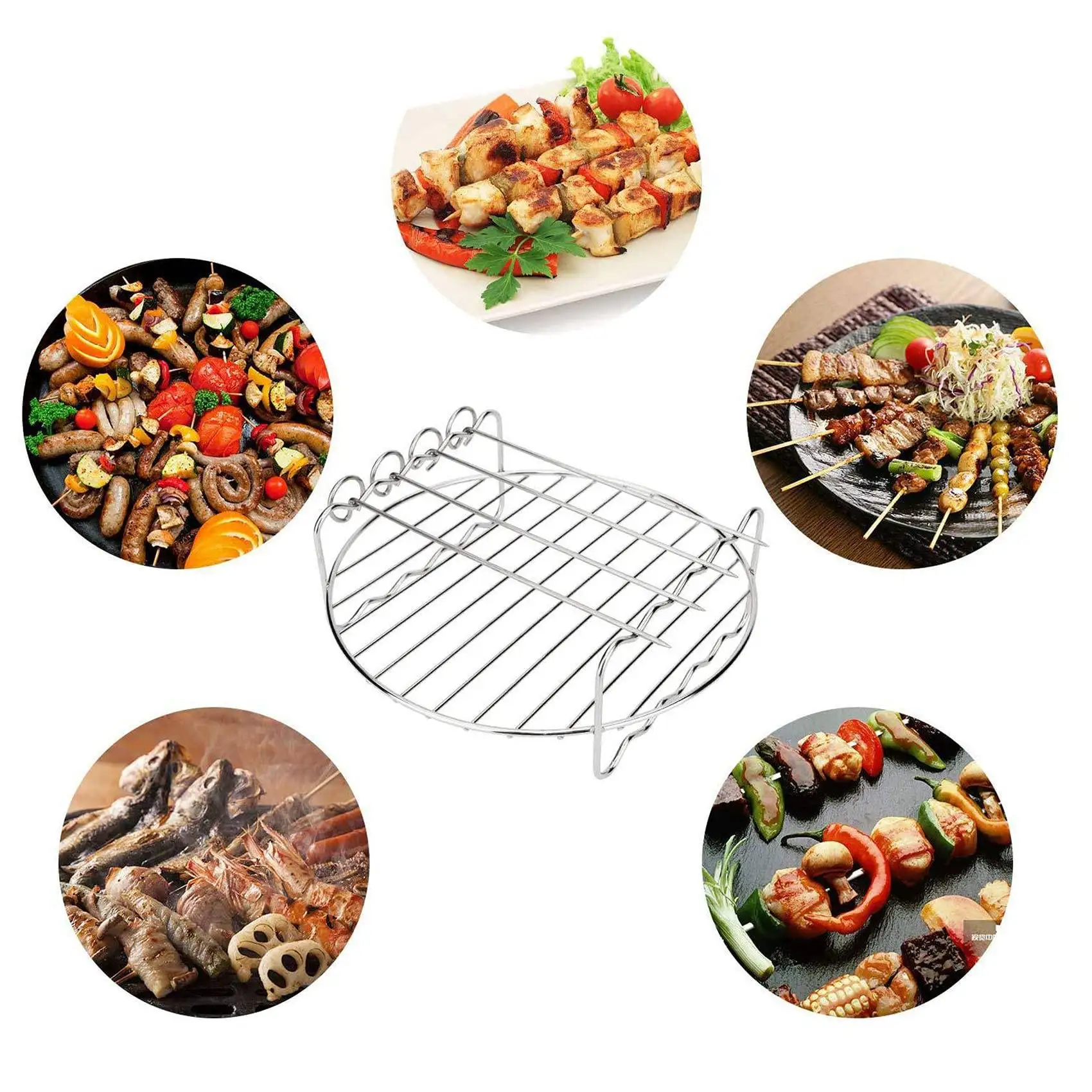 Friteuse à air polyvalente à double couche T1, ensemble d'accessoires pour friteuse à air, compatible avec XL, 8 po