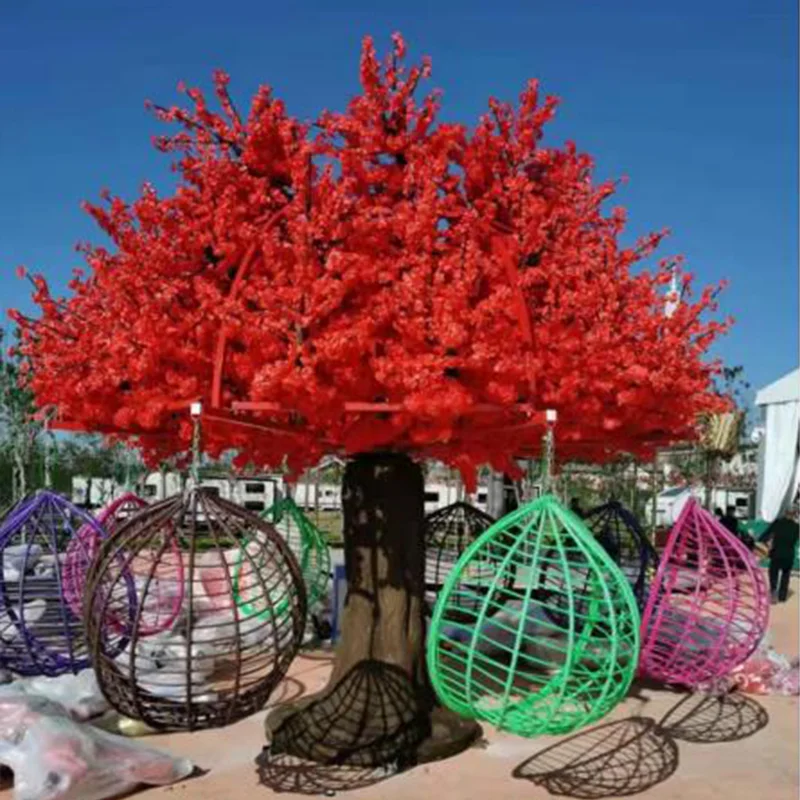 Outdoor online celebrity swing scenic spot wishing tree hanging basket large simulation cherry tree amusement equipment