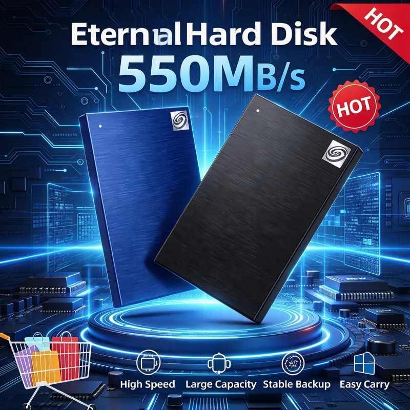 2026 New Original Portable External Hard Drive 1TB 2TB Mobile Solid State Drive USB3.1 External Hard Disk for Laptop Mac Desktop