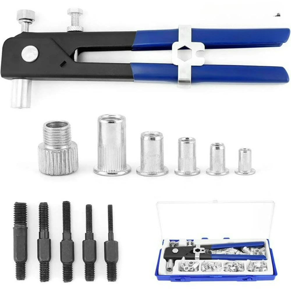 Ensemble de pistolets à rivets manuels, 86 pièces, 106 pièces, avec écrous, boulons, rondelles, rivets, robustes pour projets de bricolage en métal et plastique