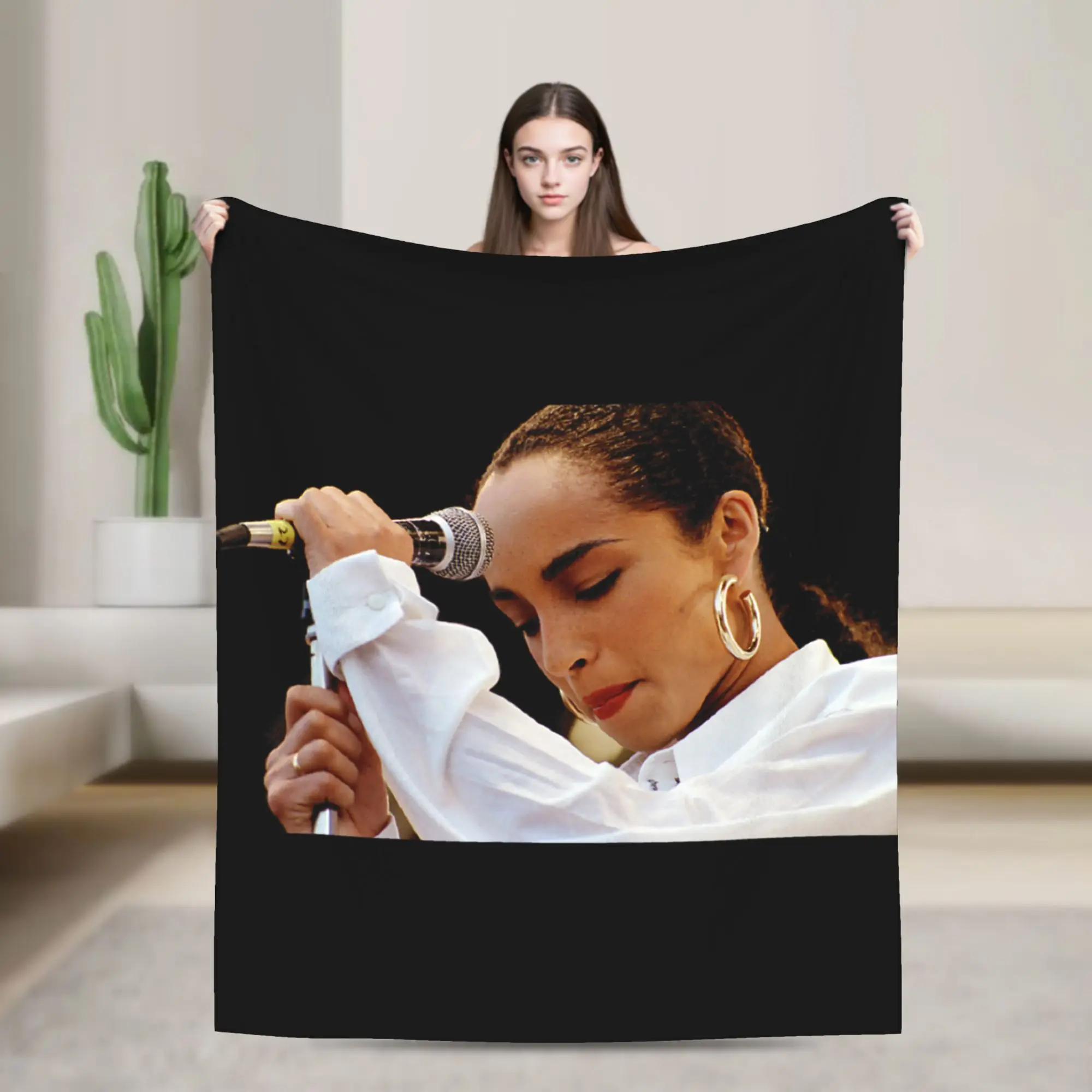 Sade Singing Live Aid London 1985 Flanelldecken, langlebige Winterbettwäsche, Überwürfe für Jungen und Mädchen, Couch, Bett, Tagesdecke, Sofabettbezug