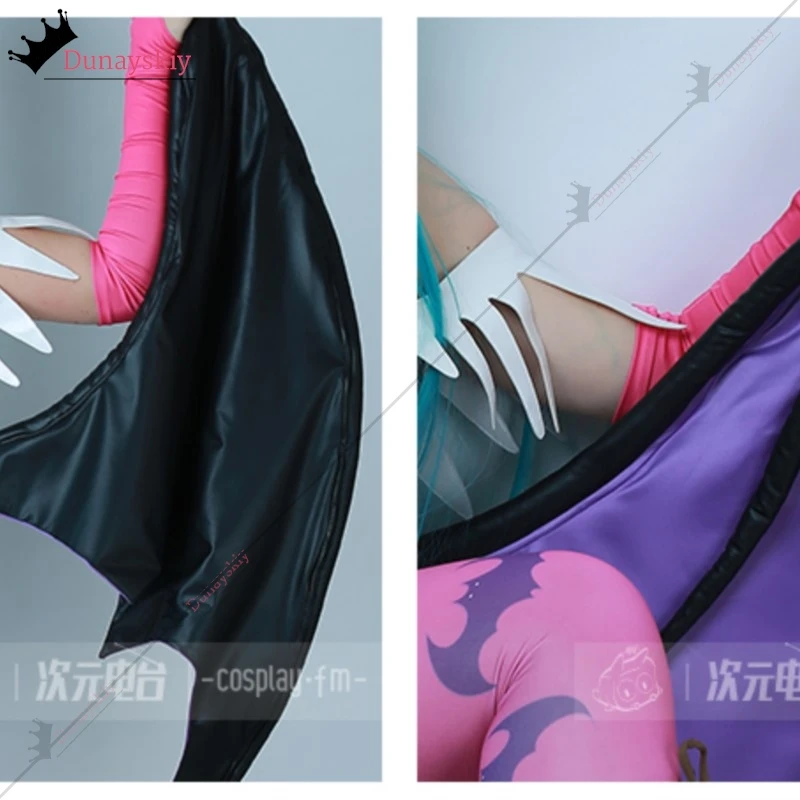 أزياء BMiccos Game Tumes النسائية على شكل قلب مجوف من Morrigan أزياء تنكرية مع أجنحة وسراويل ضيقة Darkstalkers Succubus {YiNuo S}